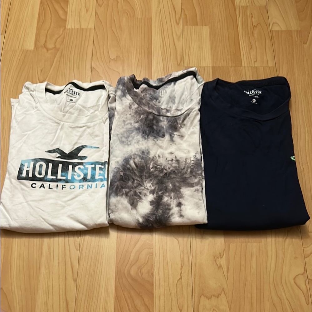 Hollister Logo Tee Set - White, Tie-Dye, Dark Blue